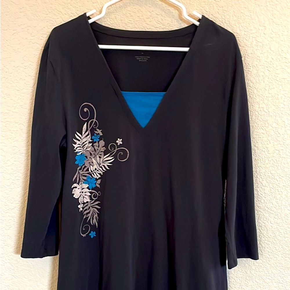 Crazy Shirts Dress Floral Design XL Long Sleeve